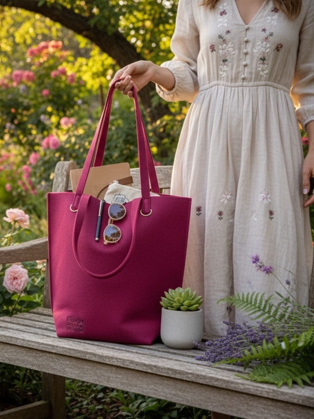 Bath & Body Works Deep Burgundy Felt Tote Bag